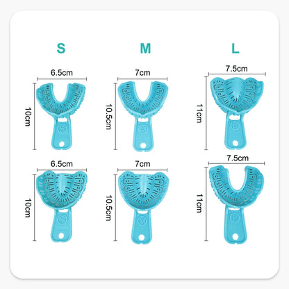 Denspay 6PCS Dental Impression Tray Set – S/M/L Plastic Full Mouth Mold Trays, Foldable Dental Implant Trays