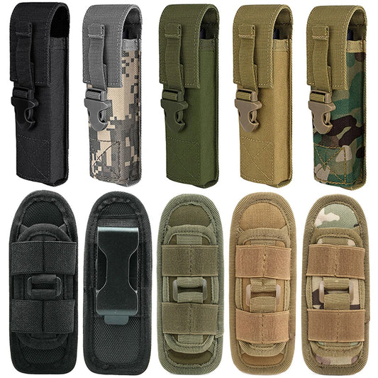 Tactical Flashlight Pouch - MOLLE Torch Holster EDC Carry Case for Camping & Hunting Gear