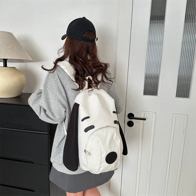 Cute Dog Canvas Backpack 2025 — Korean-Style Portable Student Travel Bookbag