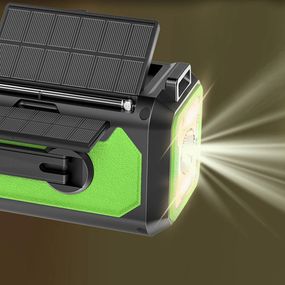 12000mAh AM/FM/NOAA Weather Radio – Solar Hand Crank Portable Emergency Radio with 2 Solar Panels, Reading Lamp for Camping