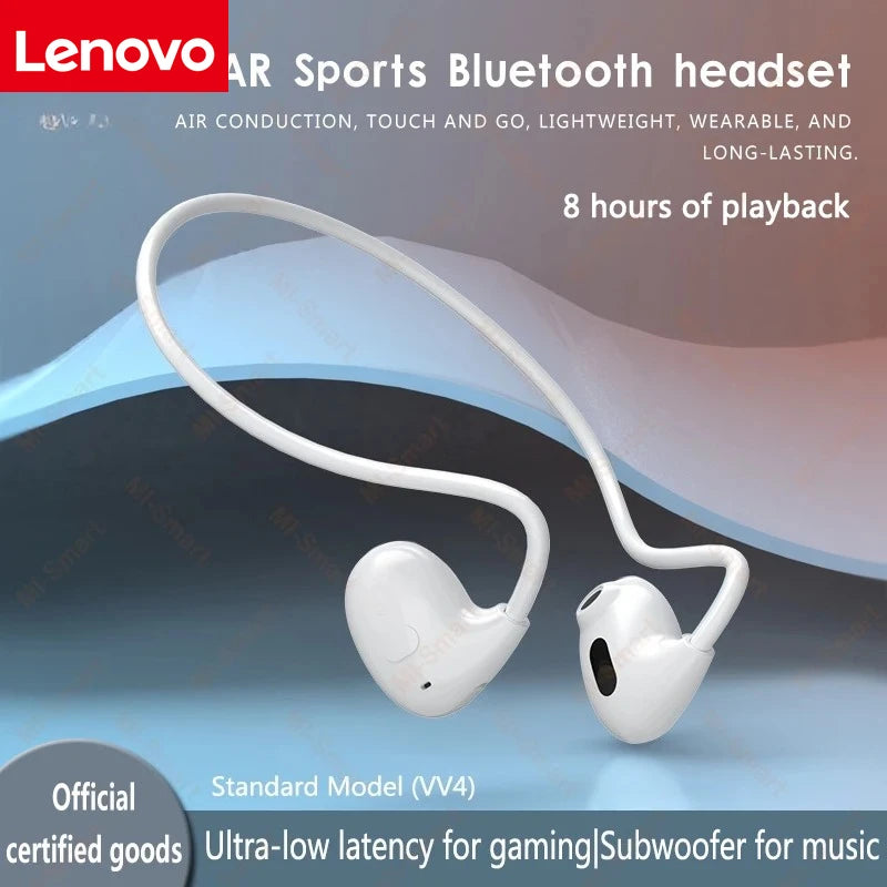 Lenovo Bluetooth 5.3 Wireless Bone Conduction Earphones — Waterproof Stereo Sports Earphones with Microphone, Over-Ear Design