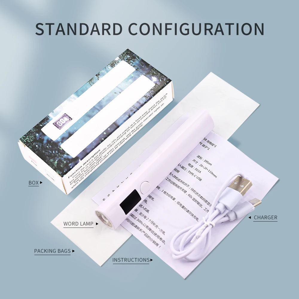 Portable USB Rechargeable UV Nail Lamp Dryer: Quick Drying LED Light for Gel Varnish - Handheld Manicure Tool