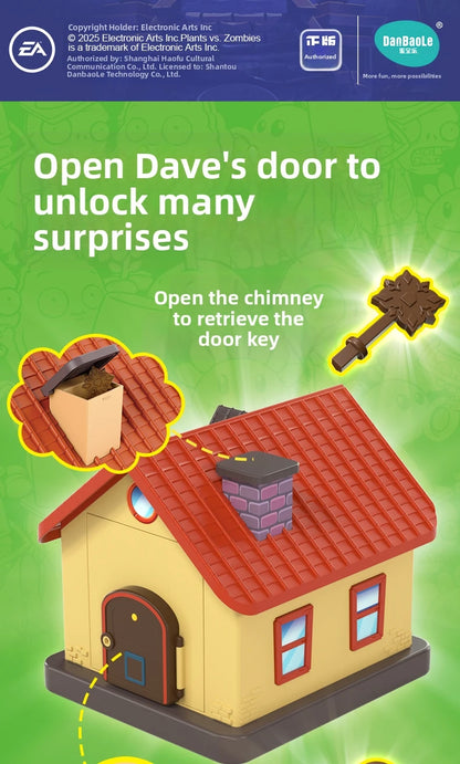 Plants vs Zombies Dave's Surprise House Toy Set – Collectible Figures with Interactive Play Features for Kids Gift