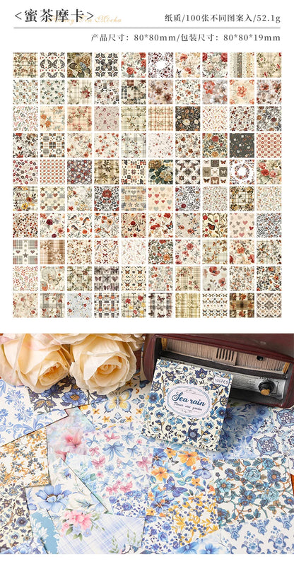 100 Pcs Vintage Multi-Style Writing Paper - Retro Stationery for Scrapbooking, Junk Journals & DIY Crafts