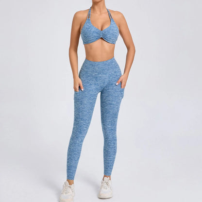 Sexy Women’s Yoga Set – Crop Top Sports Bra & Shorts Gym Tracksuit for Running, Fitness & Workout