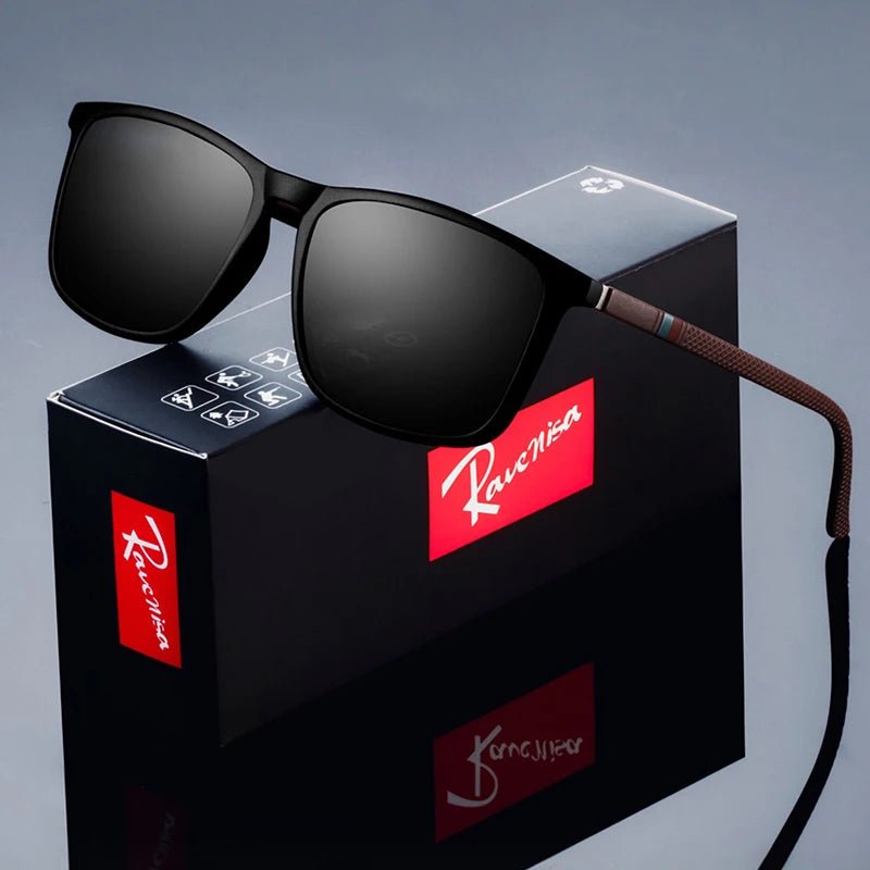 Fashion Square Polarized Sunglasses for Men – Luxury Designer UV400 Driving & Fishing Eyewear
