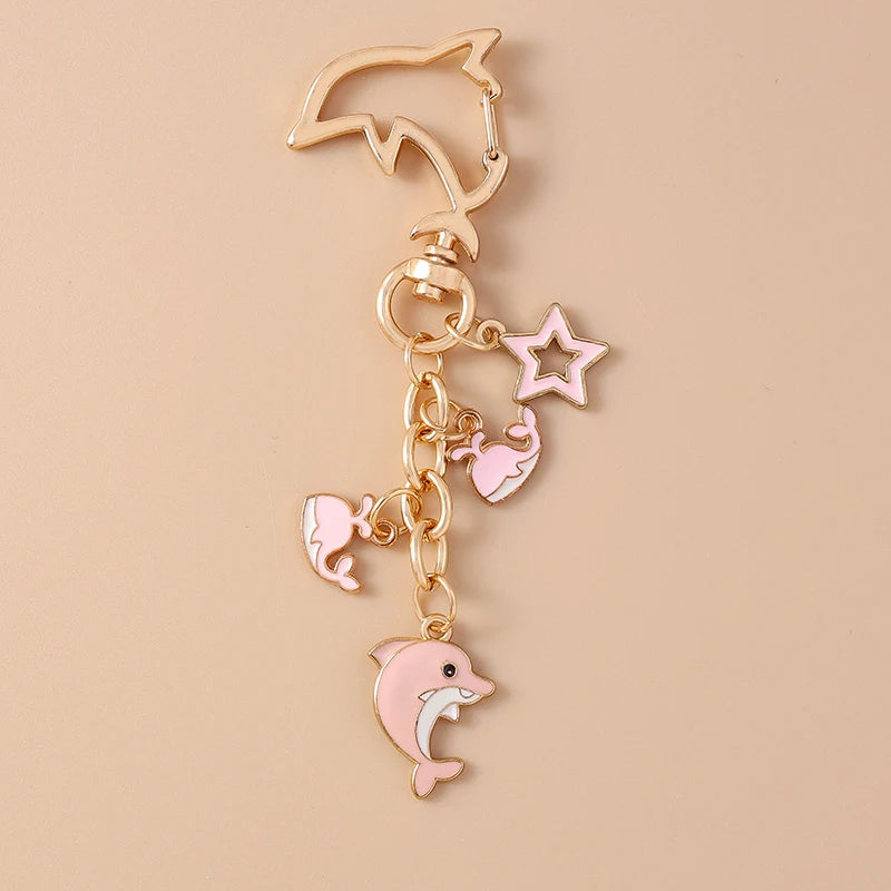 Summer Beach Shell Keychain – Octopus and Starfish Marine Life Pendant for Women, Girls, Handbag Decor, and Gifts