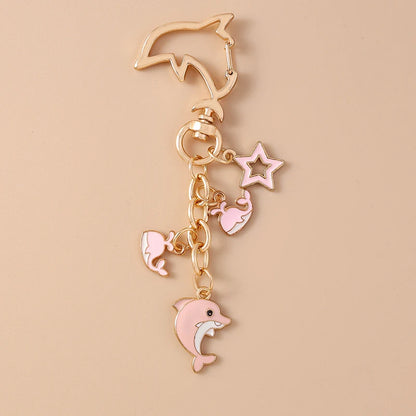 Summer Beach Shell Keychain – Octopus and Starfish Marine Life Pendant for Women, Girls, Handbag Decor, and Gifts