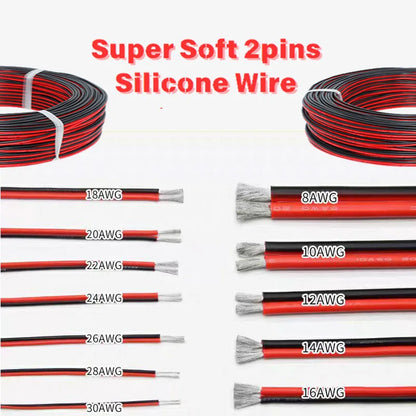 Flexible Silicone Tinned Copper Wire (8–28 AWG) – High-Strand RC & Drone Electrical Cable