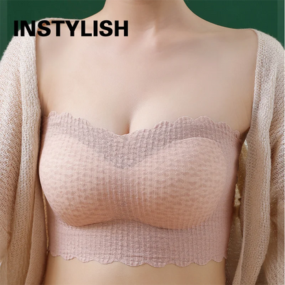 Women’s Seamless Strapless Bralette – Wireless Push-Up Tube Top Bra, Invisible Support Lingerie for Wedding & Everyday Wear