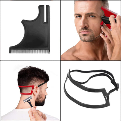 Haircut & Beard Grooming Kit – Neckline, Goatee & Hairline Shaping Template for Men, Barber Hair Cutting Tool