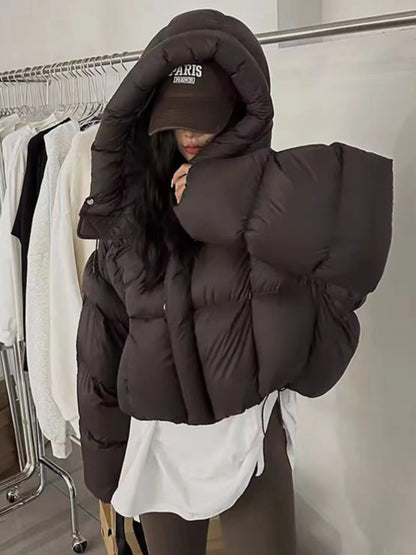 Trendy Women’s Winter Cotton Jacket – Loose Fit Fashion with Design Sense & Stylish Hat