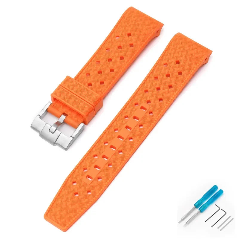 Curved End Strap for Swatch X Blancpain Fifty Fathoms – 22mm Waterproof Liquid Silicone Watch Band for Men & Women