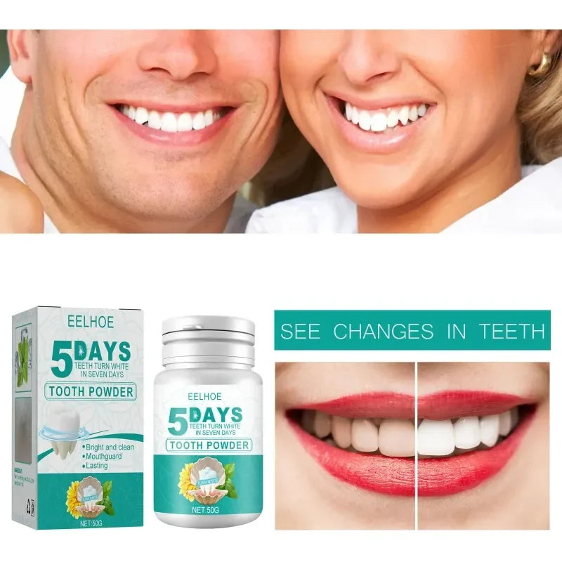 5 Day Teeth Whitening Powder – Removes Plaque & Stains, Deep Cleaning, Fresh Breath & Oral Hygiene Care