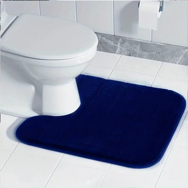 U-Shaped Toilet Mat - Memory Foam Bathroom Carpet, Anti-Skid & Super Absorbent Bath Mat
