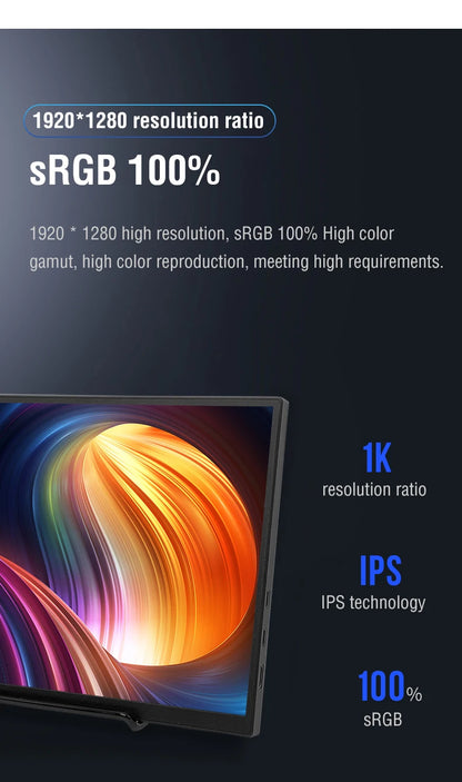 Anmite 10.5" Portable Monitor — 1280P HDR, 16:10 Low Blue Light Display for Xbox, PS4/PS5, Switch, PC & Laptop Extension