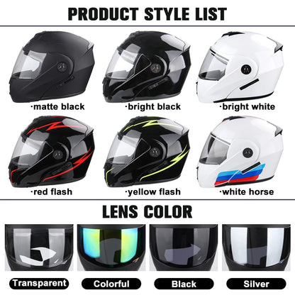 Uchoose Unisex Motorcycle Helmet – DOT Certified, Double Lens, Modular Flip Helmet with Visor, Cross-Section Safety