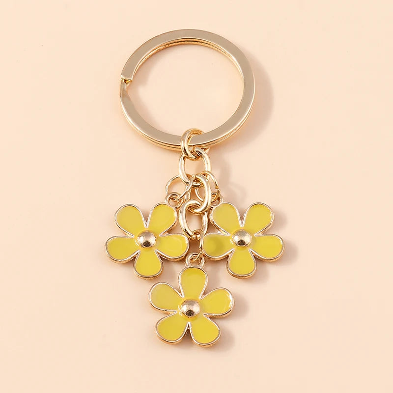 Sakura Flower Enamel Keychain - Colorful Cute Key Ring Handbag Accessory Gift for Women & Girls