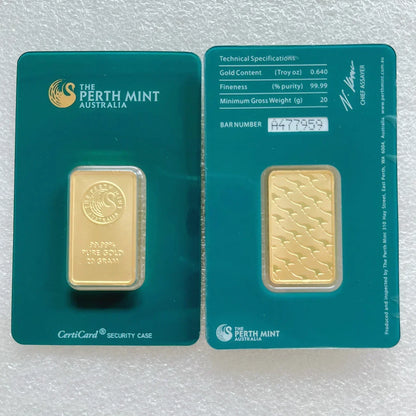 24K Gold Plated Copper Bar – 1g-100g Sealed Bullion Ingot, Non-Magnetic Golden Craft Gift