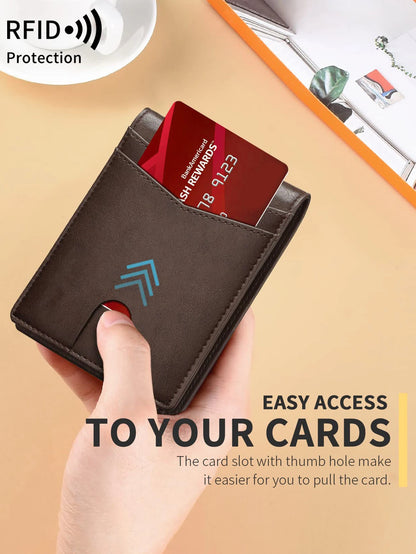 Carbon Fiber Minimalist Trifold Wallet for Men — Ultra-Thin RFID Wallet with ID Window, 13 Card Slots & Coin Holder