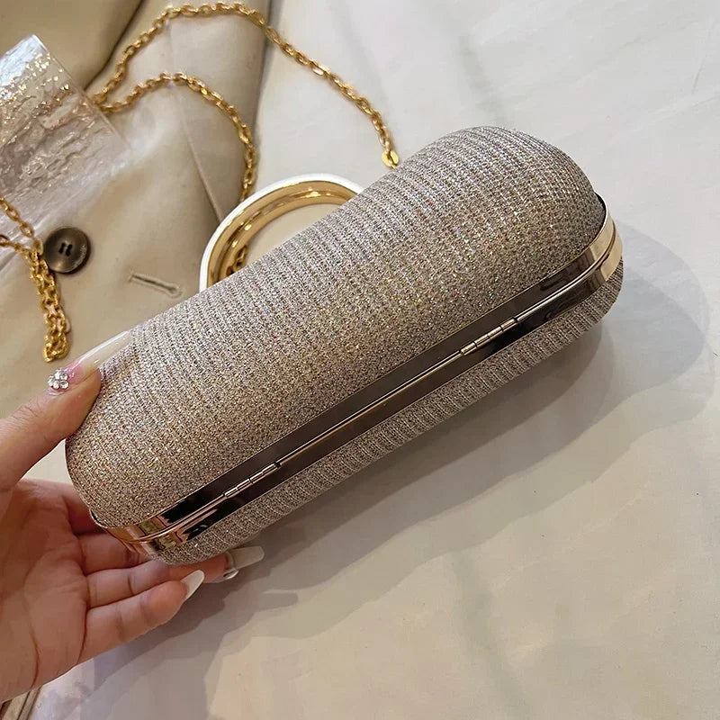 Women’s Chain Evening Shoulder Bag – Vintage Crossbody Handbag Dinner Party Underarm Satchel