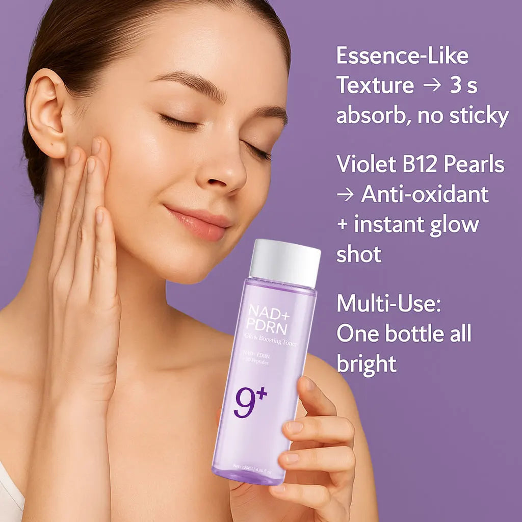 NAD+ PDRN Glow Boosting Toner - Hydrating Firming Essence for Dry Skin, Fine Lines & Skin Elasticity Care