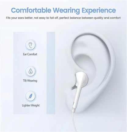 Original Wired Earphones for iPhone & iPad – In-Ear Lightning, USB-C & 3.5mm Earbuds Compatible with iPhone 17-11 Pro Max, 7/8 Plus, XR