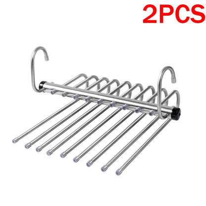 Stainless Steel Multi-Tier Pants Hanger — 5/9 Tier Space-Saving Closet Organizer for Jeans, Trousers, Scarves & Clothes