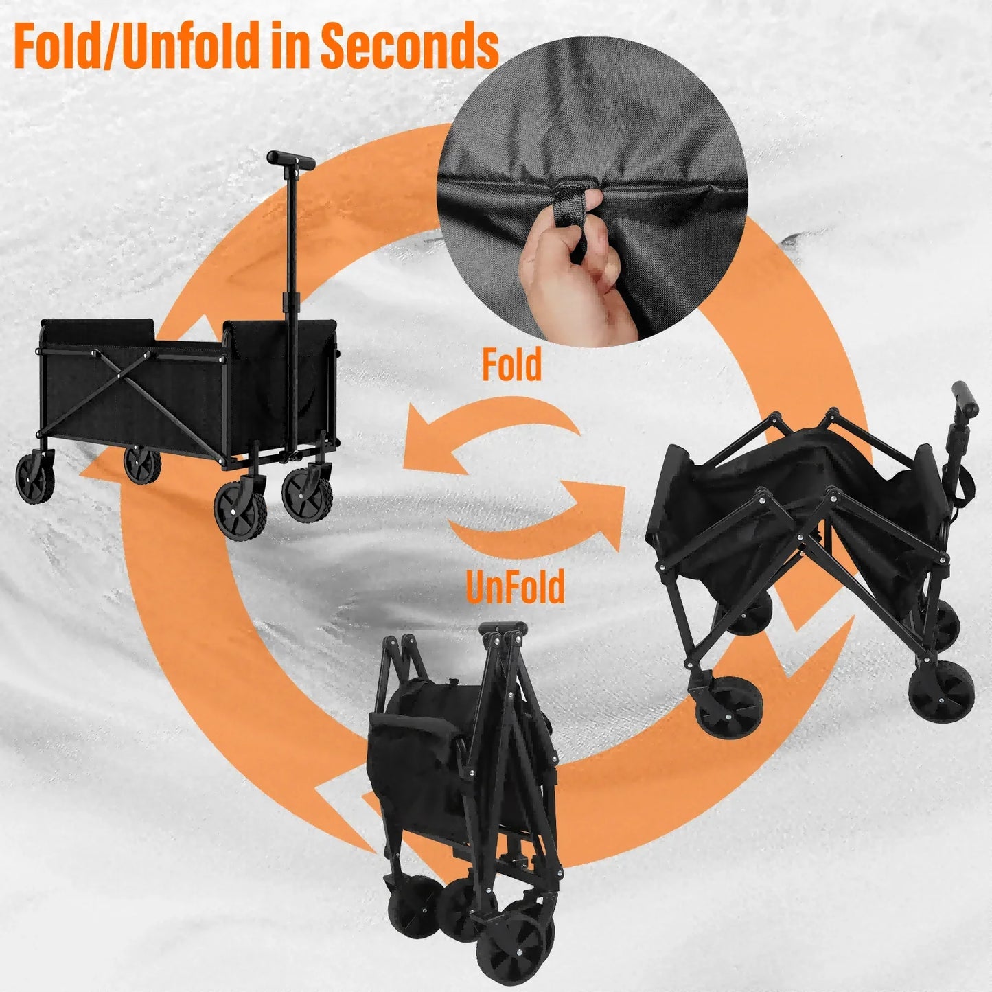 Outdoor Camping Handcart – Foldable Wheels for Easy One-Hand Operation, Portable Cargo Transport for Hiking & Adventures