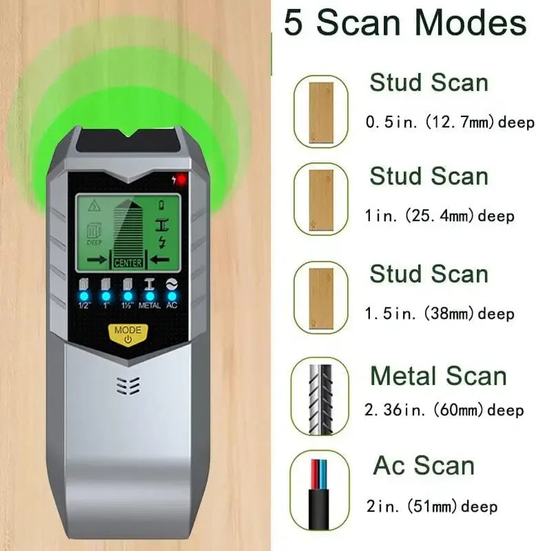 5-in-1 Electronic Wall Detector - Multifunctional Metal Stud & Wood Finder Tool