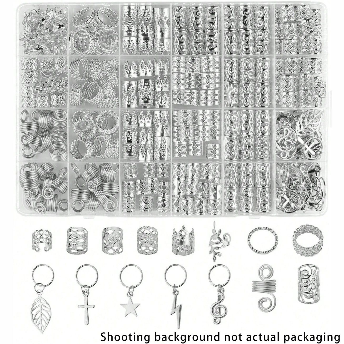 275Pcs Hair Jewelry Charms Set - Gold & Silver Alloy Braid Pendants with Rings for Dreadlocks, Braids & Hair Decorations