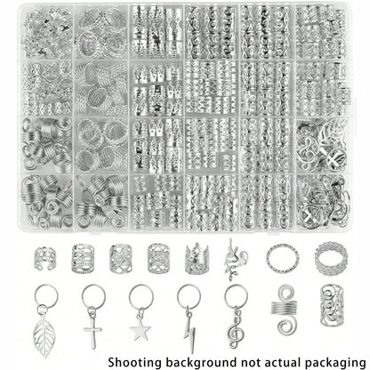 275Pcs Hair Jewelry Charms Set - Gold & Silver Alloy Braid Pendants with Rings for Dreadlocks, Braids & Hair Decorations