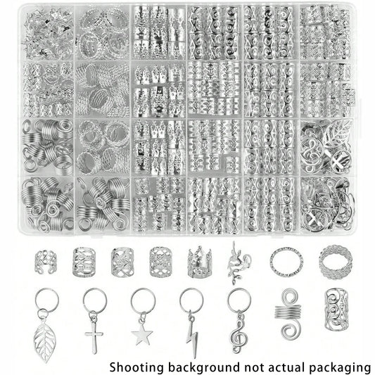 275Pcs Hair Jewelry Charms Set - Gold & Silver Alloy Braid Pendants with Rings for Dreadlocks, Braids & Hair Decorations