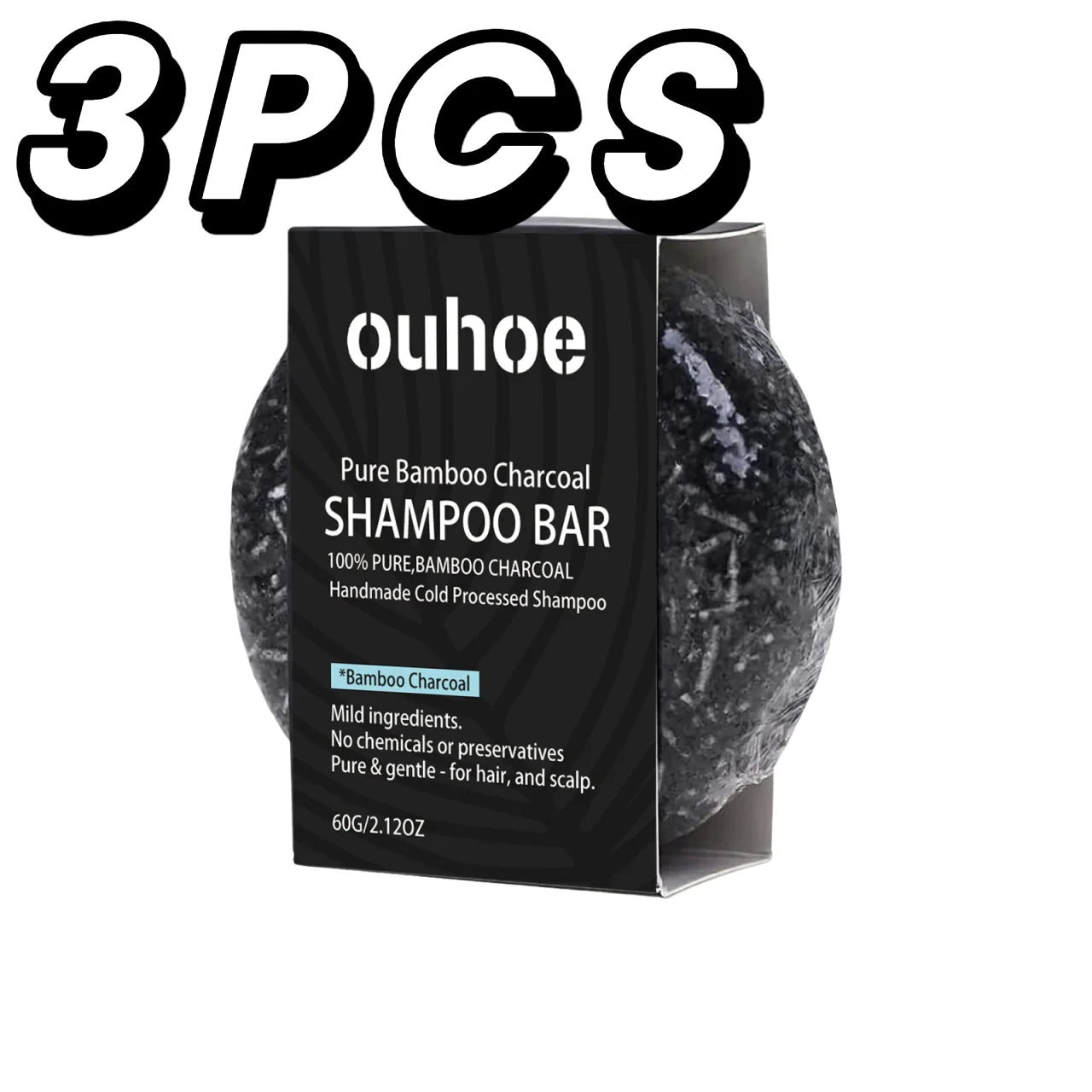 Bamboo Charcoal Shampoo Bar — Deep Cleansing, Nourishing Soap for Thick, Dark Hair & Dry Scalp Care