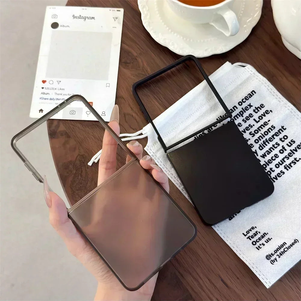 Transparent Sanding Phone Case – Shockproof Protective Shell for Samsung Galaxy Z Flip 3/4/5/6/7 5G