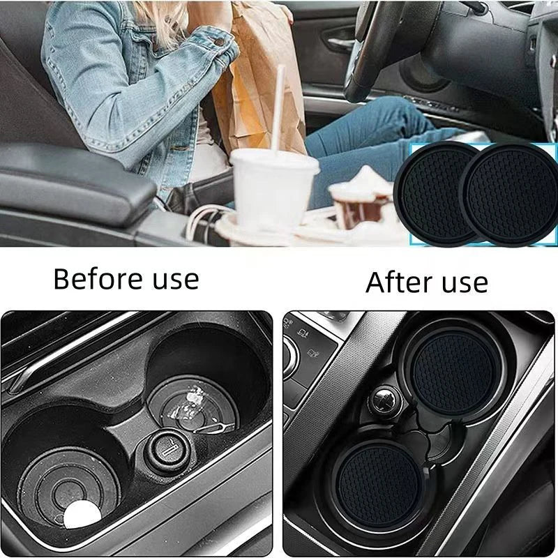 4PCS Universal Silicone Car Cup Holder Inserts – Anti-Slip Round Mats for Center Console Storage & Interior Protection