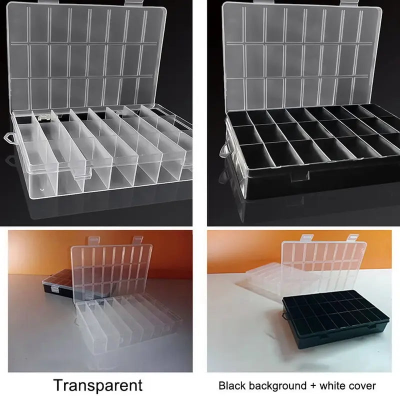 24-Grid Plastic Storage Box – Jewelry, Beads, Screws Organizer for Home Display & Storage