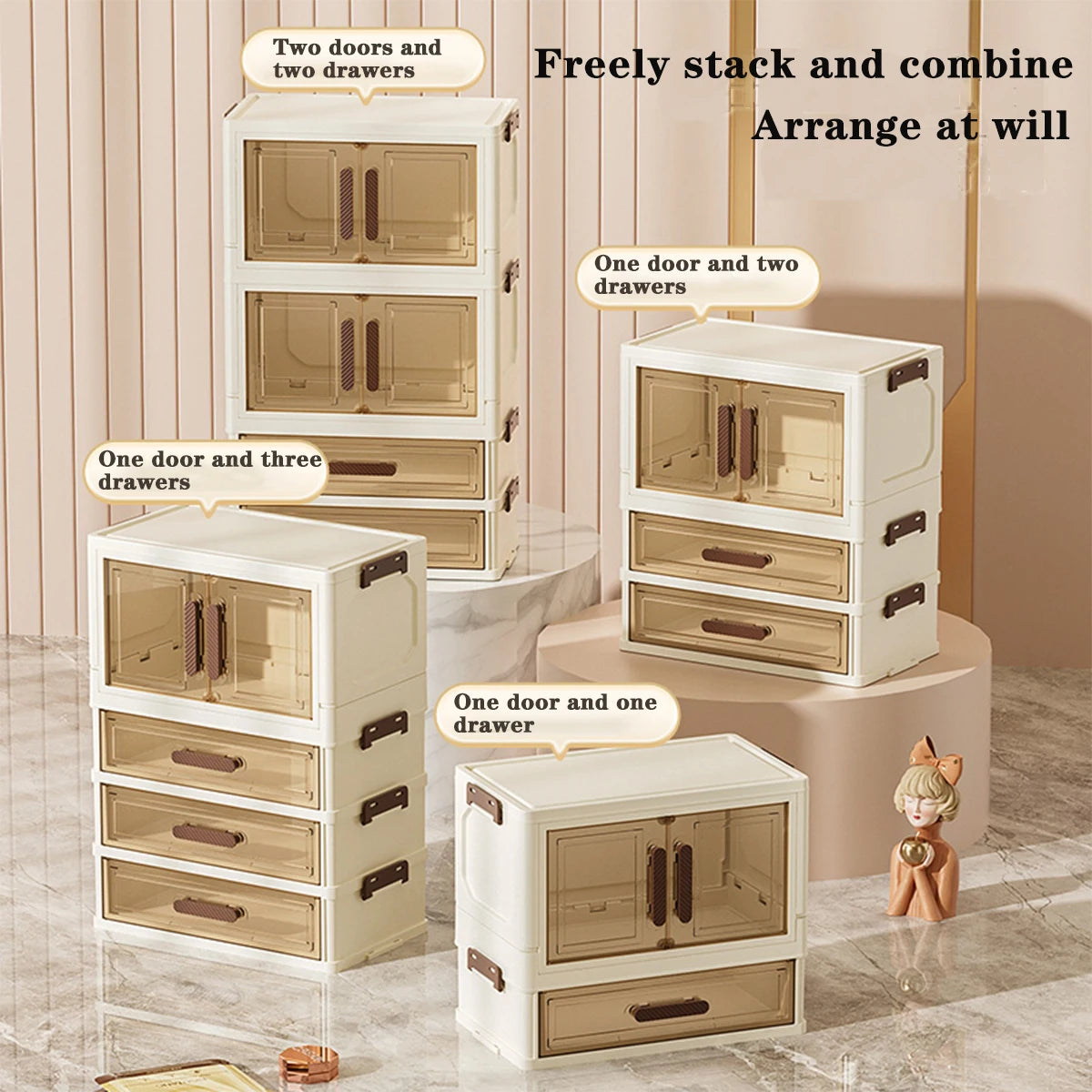 Foldable Transparent Cosmetic Organizer — Multi-Layer Drawer-Style Desktop Beauty Storage Box, Dustproof Makeup Organizer
