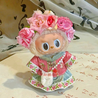 17cm Labubu Doll Clothes — DIY Accessories Heartbeat Long-Eared Furry Rabbit Costume | Cartoon Dress-Up Outfit