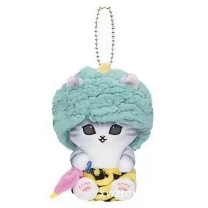 Hot Kawaii Plush Keychain Pendant — Mofusand Shark Cat & Cross-Dressing Hello Kitty/Kuromi Backpack Charm