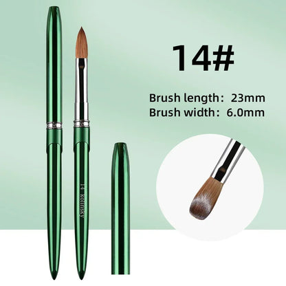Kolinsky Acrylic Nail Brush — 100% Pure Metal Handle, Sizes 2-18 High-Quality Nail Tool