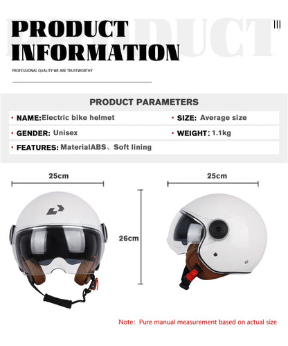 DOT Certified Vintage Open Face Motorcycle Helmet – Retro 3/4 Cruise Casco Casque Moto for Men & Women