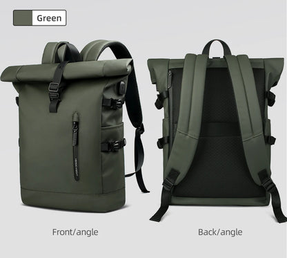 HK Expandable Travel Backpack for Men – Large Capacity Waterproof 15.6” Laptop Bag, Hiking Rucksack & Cycling Daypack with USB Port