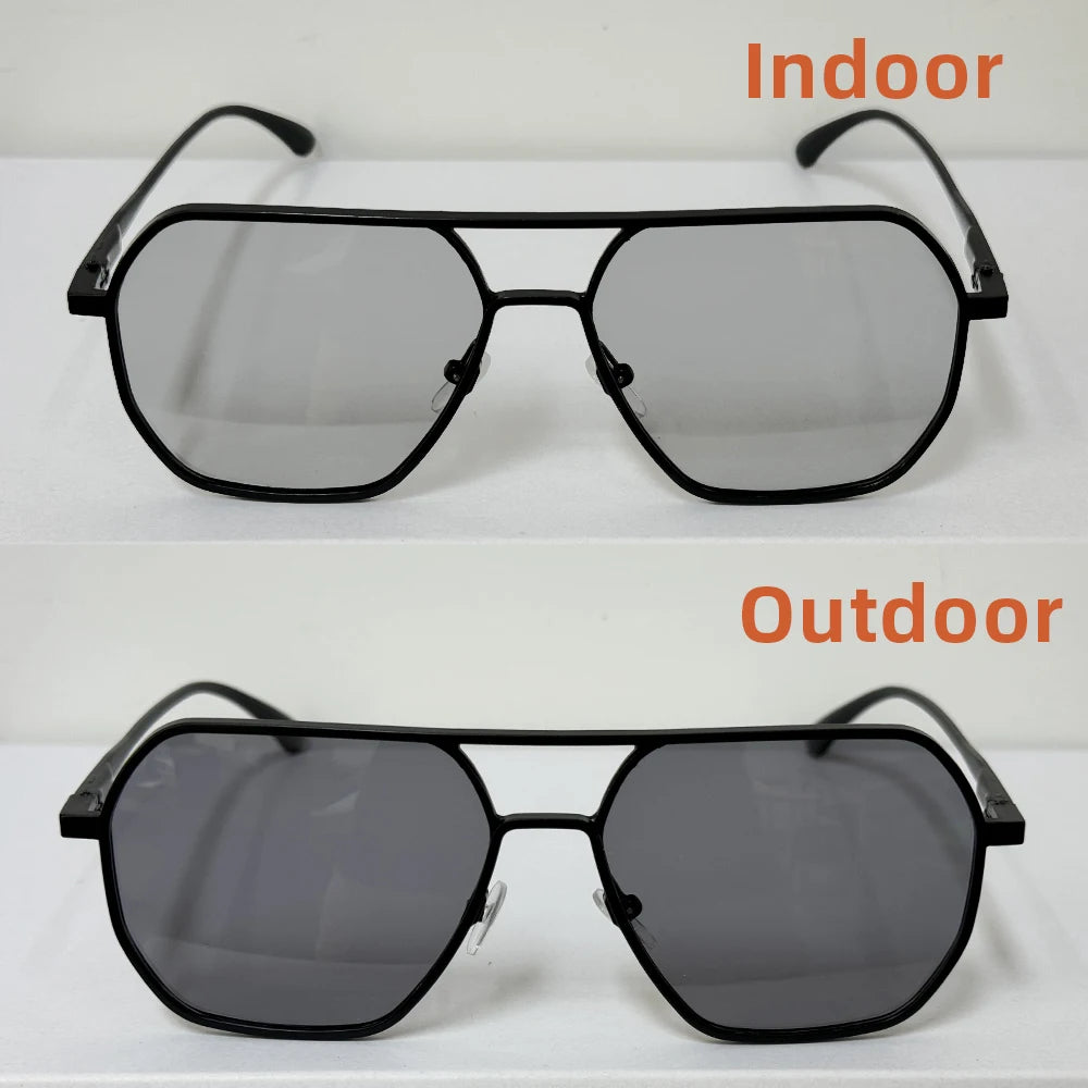 Luxury Metal Photochromic Sunglasses – Fashion Polarized UV400 Chameleon Anti-Glare Driving Glasses for Men & Women