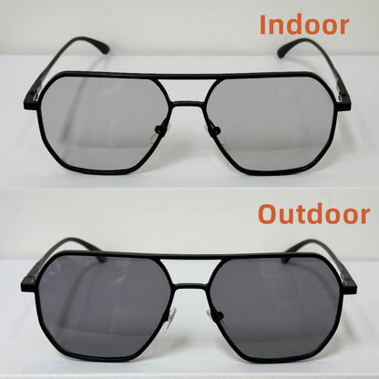 Luxury Metal Photochromic Sunglasses – Fashion Polarized UV400 Chameleon Anti-Glare Driving Glasses for Men & Women