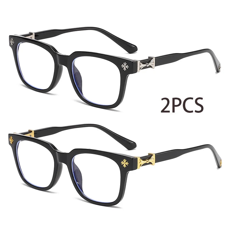 3-Piece Square Blue Light Glasses - Unisex Black & Clear Frame Computer Eyewear