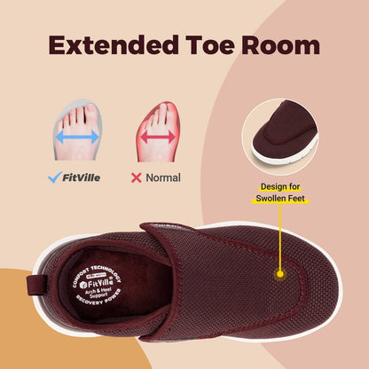 FitVille Extra Wide Women’s Diabetic Walking Shoes – Adjustable Orthopedic Shoes for Swollen Feet, Elderly & Foot Pain Relief