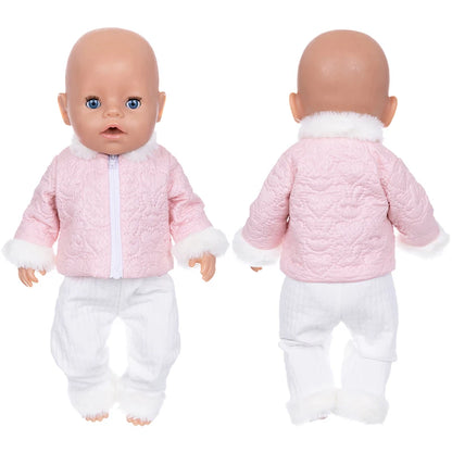 18-Inch Girl Doll Clothes – Pink Coat & Office Dress Outfit, Baby Girl Doll Gift Toy
