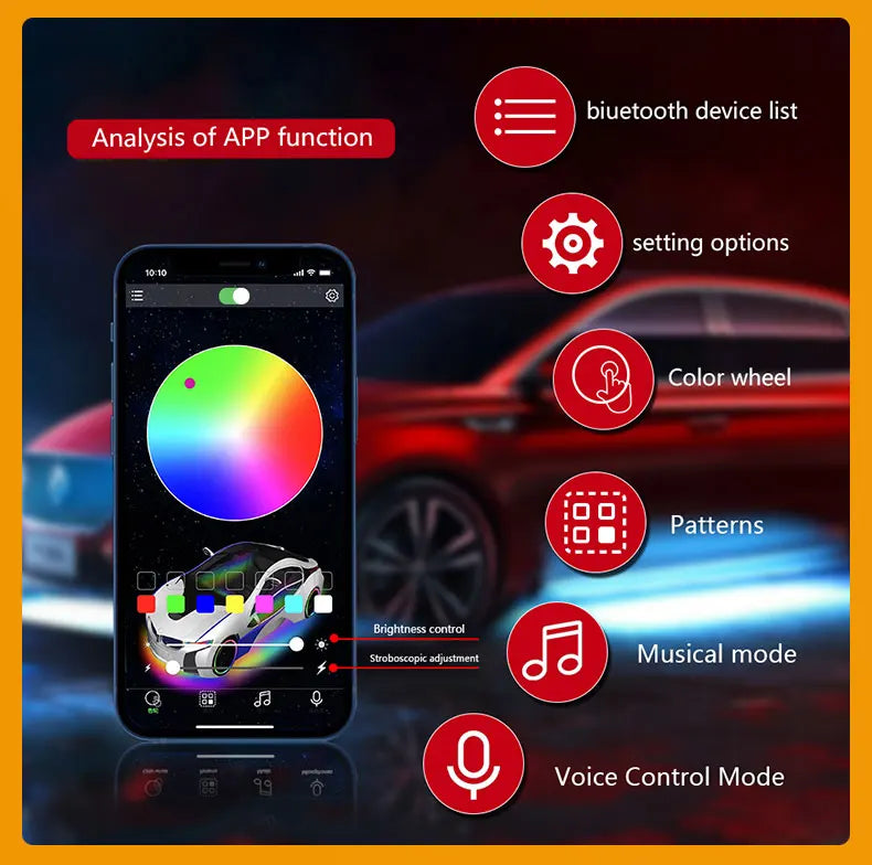 RGB 3D Lens Rock Lights – APP Remote Control LED Underglow for Offroad RZR, SUV, ATV, UTV, Jeep