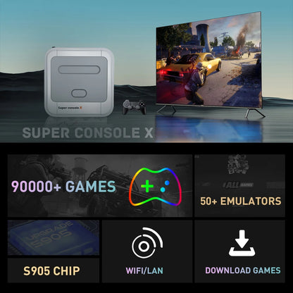 KINHANK Game Box Super Console X – Retro Video Game Console with 90,000 Games, 50 Emulators for PS1/PSP/MAME/DC, Includes Controllers